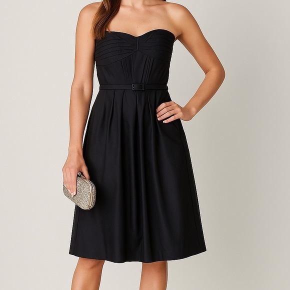 White House Black Market Dresses & Skirts - WHBM Black Strapless Classic Pleated Darted Cocktail Dress Women's Size 2